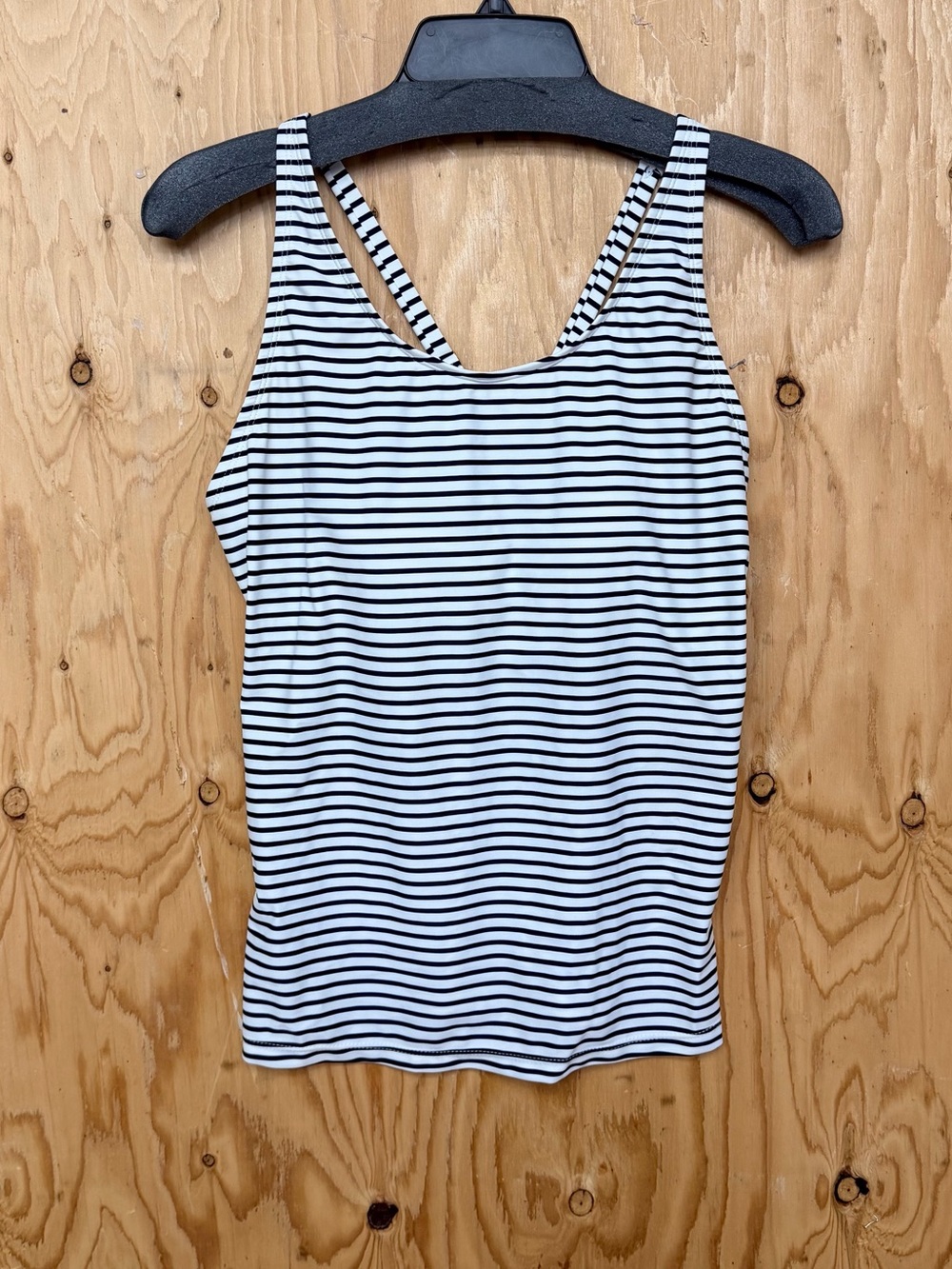 Sigrid Olsen Striped Criss Cross Tankini Swim Top White Navy Blue Size L